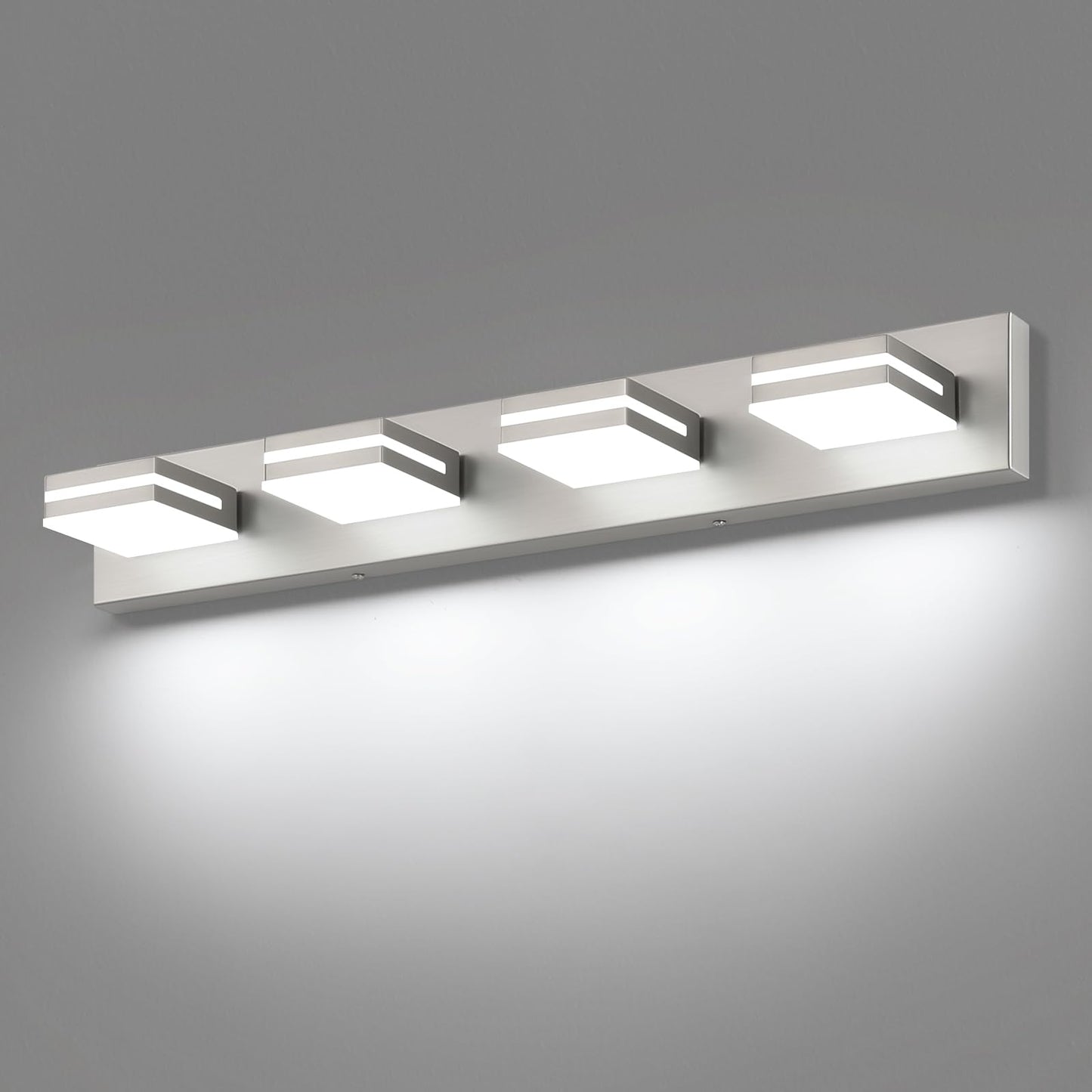 Sinerise Led Modern Bathroom Vanity Light Fixtures (4-Light  30-Inch)  Brushed Nickel Modern Acrylic Bathroom Wall Lighting Fixtures Over Mirror (Cool White 6000K)