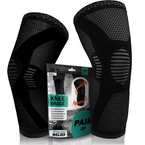 POWERLIX Knee Compression Sleeve (Pair) - Best Knee Brace for Knee Pain for Men & Women – Knee Support for Running, Basket...