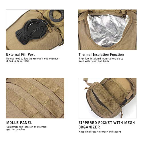 Unigear Tactical Hydration Packs Backpack 1050D with 3L Water Bladder, Thermal Insulation Pack Keeps Liquid Cool up to 4 H...