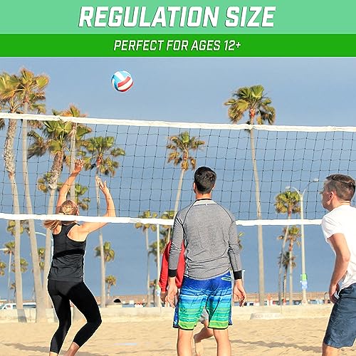 GoSports Soft Touch Recreational Volleyballs - Single or 6 Pack - Regulation Size for Indoor or Outdoor Play - Includes Ba...