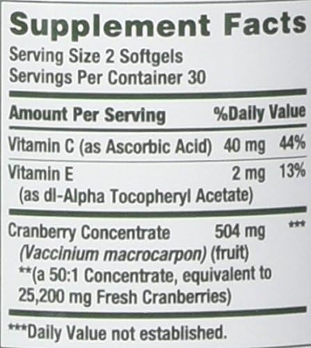 Nature's Bounty Cranberry with Vitamin C, 25,200 mg, 60 Softgels (Pack of 3)