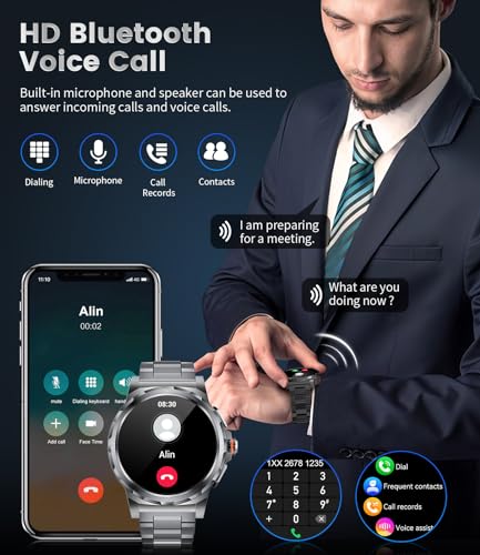 Military Smart Watch for Men(Answer/Dial Calls),1.46'' AMOLED Touchscreen/5ATM Waterproof/120+ Sports Modes Fitness Watch ...