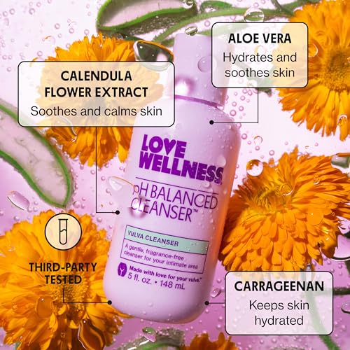 Love Wellness pH Balancing Cleanser | Feminine Vaginal Wash | Fragrance-Free | Vaginal Cleanser for Balanced pH, Intimate ...