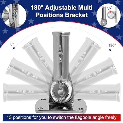 316 Stainless Steel Flag Pole Holder, Marine Grade Ultra Heavy Duty Flag Pole Mount, Outside House Flag Pole Bracket, Flag...