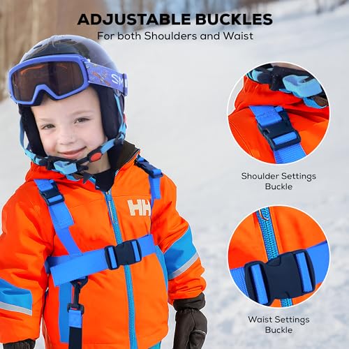 Launch Pad Toddler Ski Harness with Leash - Ski Harness for Kid w/ 7' Elasticized Leash, Easy Lift Handle & Built-in Backpack
