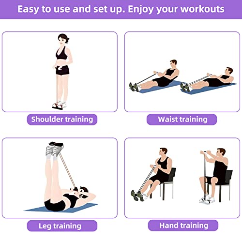 Multi-Function Tension Rope – 4 Tube Resistance Bands with Handles – Sit Up Exercise Equipment Home Gym Tummy Trainer for ...