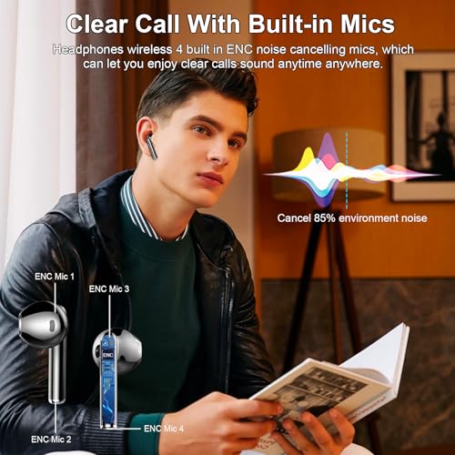 Wireless Earbuds, 2025 Bluetooth 5.3 Headphones HiFi Stereo Ear buds with ENC Noise Cancelling Mics, 40H Bluetooth Earbuds...