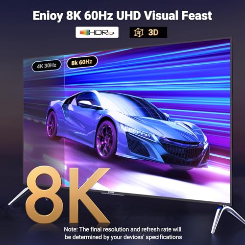 UGREEN Unidirectional DisplayPort to HDMI Cable 8K@60Hz 4K@120Hz Active DP 1.4 to HDMI 2.1 Cord HDR, Dolby, HDCP2.3, DSC1....
