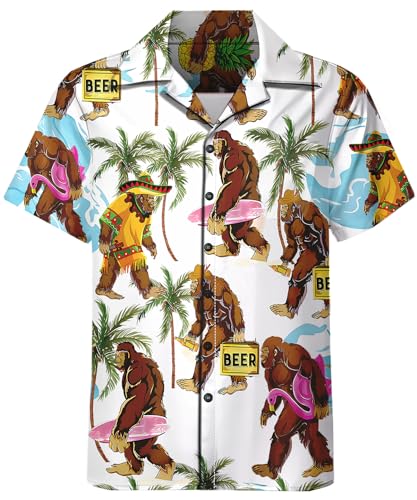 DOOPCCOR Men's 3 Piece Tracksuit Cuban Collared funny Hawaiian Shirt Shorts Button Down Sets With Bucket Hats