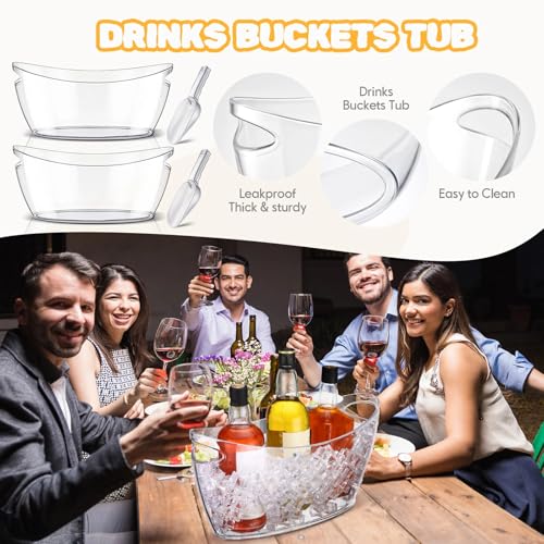 Funnymoom 4 Pcs Ice Bucket for Parties Clear Bar Supplies 5.5 Liter Acrylic Champagne Bucket with 4 Ice Scoop Wine Tub for...