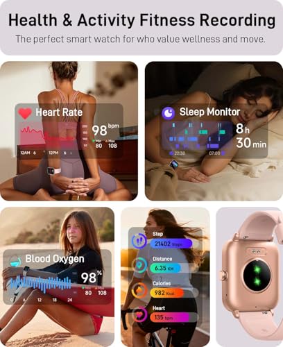 Smart Watches for Women (Make/Answer Calls), Alexa Built-in Smart Watch for Android/iPhones with Receive Messages/Emails/R...