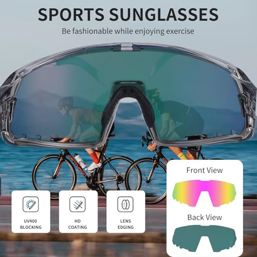 BangLong Sports Sunglasses for Men Women - UV400 Protection Sun Glasses for Running Cycling Baseball Fishing