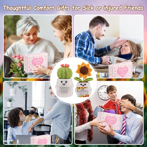 Munutix Get Well Gifts for Women - Positive Sunflower Crochet Surgery Recovery and Cancer Care Comfort Gifts, Get Well Soo...