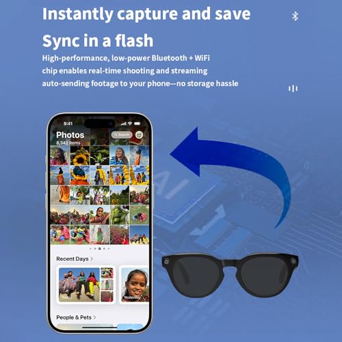 Smart AI Glasses with 80MP HD Camera, 1080P Video, Bluetooth/Wi-Fi, Voice Control & AI Recognition – Lightweight Hands-Fre...
