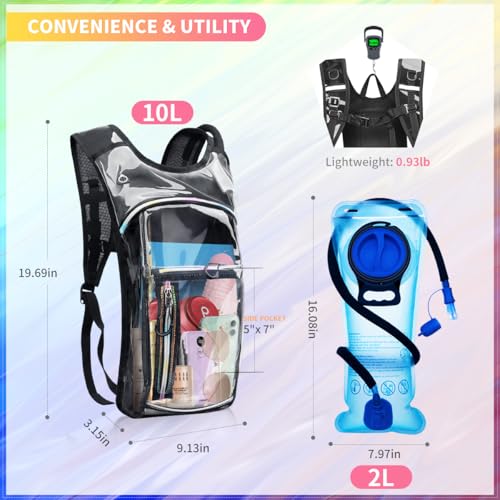 Hydration Backpack, Water Backpack with 2L Hydration Bladder, Rave Backpack Hydration Pack, Festival Essential for Raves, ...