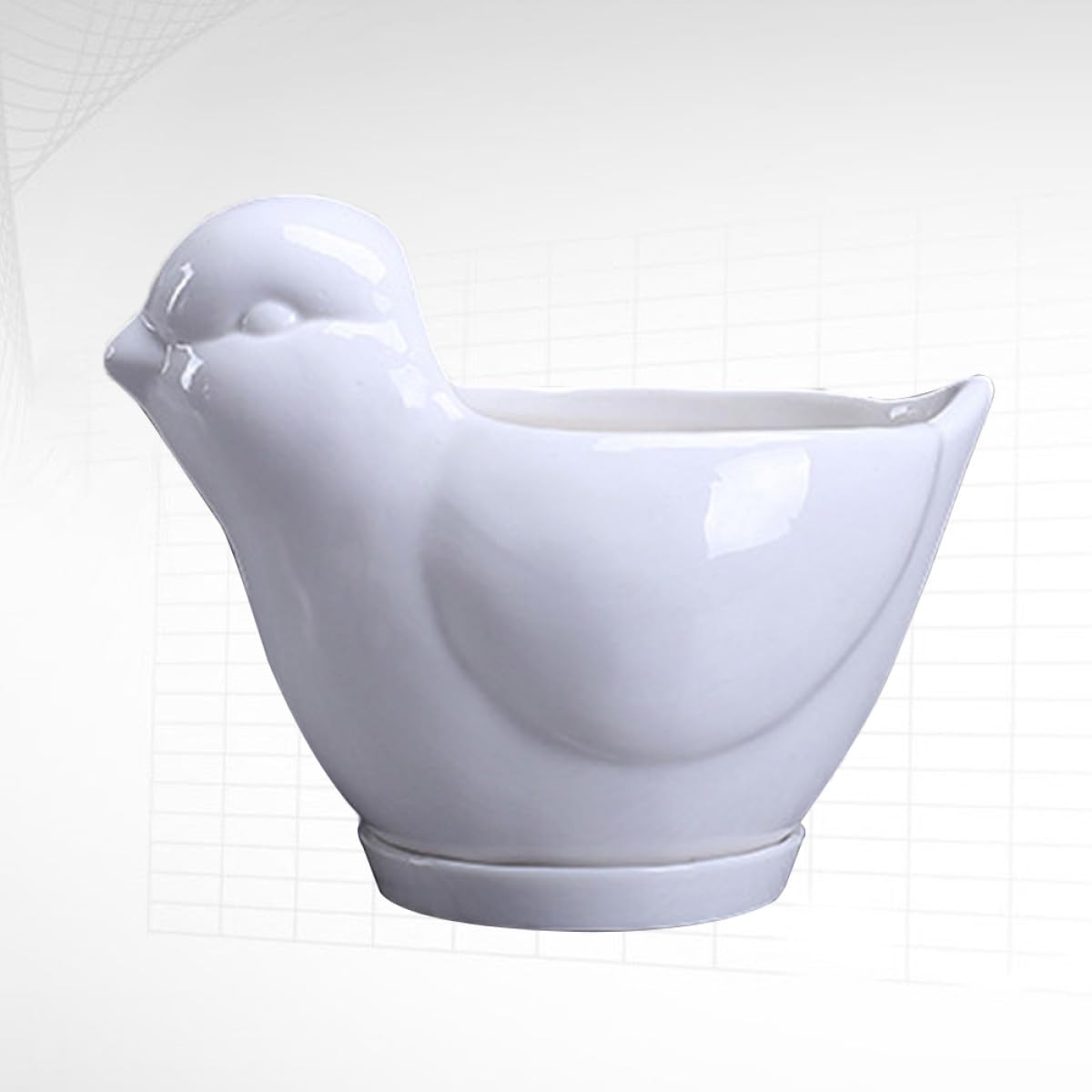Holibanna Ceramic Succulent Plant Pot Bird Shape Saucer Small White Flower Pot Indoor Desktop Planter Decorative Container for Home Gardening