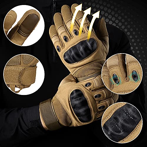 MVPTOO Motorcycle Tactical Gloves for Men - Touchscreen, Hard Shell & Palm Padding for Airsoft Paintball Hunting Hiking Ca...