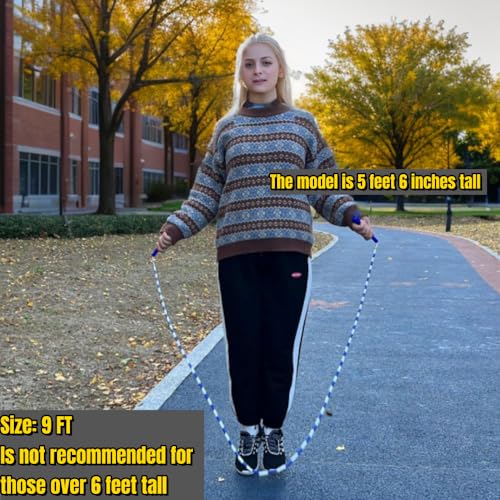 Experience Smooth and Adjustable Jumping with the IDOU Beaded Jump Rope - Unbreakable Handles, Tangle-Free Rotation, and C...