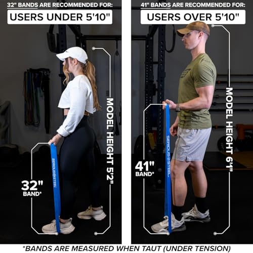 Serious Steel Fitness 32" Resistance Training Bands (Portable Exercise Band System Training Bands- Great for Individuals U...