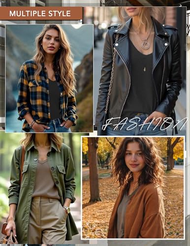 Ekouaer 3 Pack Long Sleeve Shirts for Women V Neck T Shirt Fall Casual Tops Basic Base Layer Undershirts Tees 2025 S-XXL