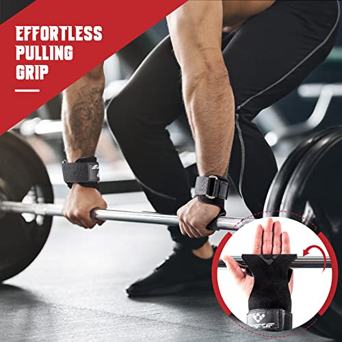 COFOF Weight Lifting Wrist Strap, Double Layer Leather Wrist Strap for Deadlift and Powerlifting, Adjustable Neoprene Padd...