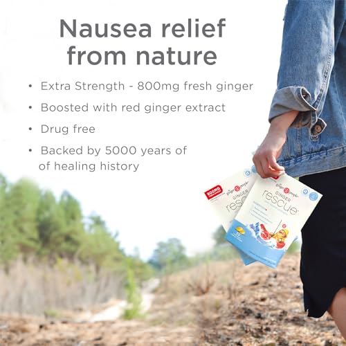 The Ginger People Ginger Rescue Digestive Wellness Lozenges (Soft) | Extra Strength - 800mg | Nausea, Upset Stomach, Motio...