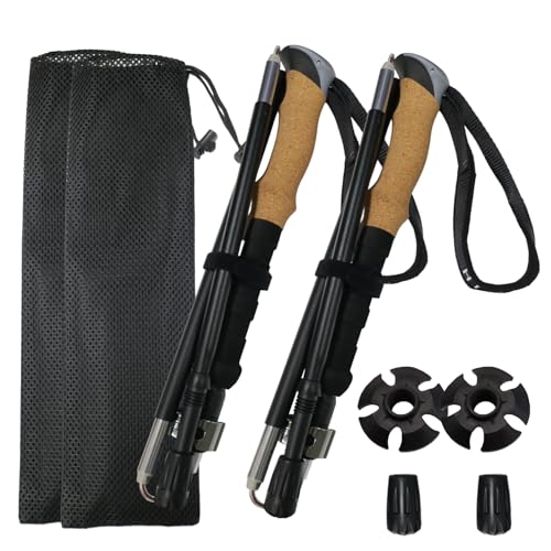 Collapsible Hiking Poles 2-Pack - Adjustable & Ultralight Trekking Poles with 7075 Aluminum Alloy, Metal Flip Locks & EVA ...