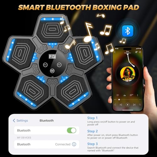 LOLBOX 2025 Music Boxing Machine for Adults and Kids, Smart Interactive Boxing Training Equipment with Gloves Wall Mounte...