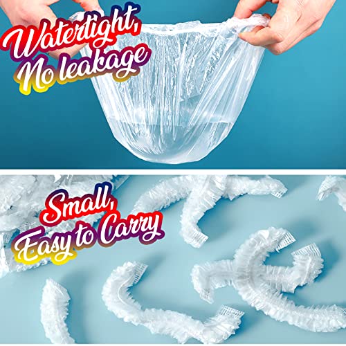 LEOBRO 100PCS Disposable Shower Caps, Large Shower Caps for Women Disposable, Clear Plastic Shower Cap, Plastic Hair Caps ...