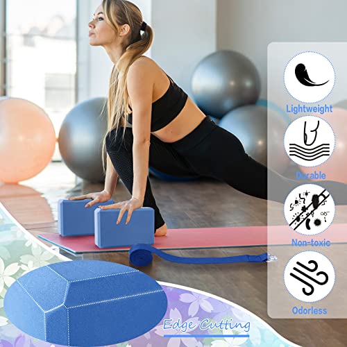 Wettarn 30 Pack Yoga Block and Strap Set 15 Pcs Non-Slip Yoga Blocks with 15 Pcs Metal D Ring Stretching Exercise Workout ...