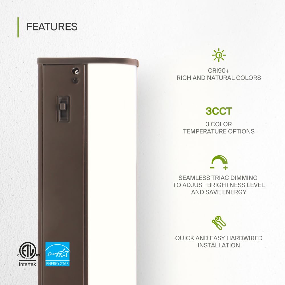 ASD LED Under Cabinet Lighting 8W 715 LM Dimmable 18 Inch Bronze 20 Pack Model A-UCB-18D8CC-BZ-20p