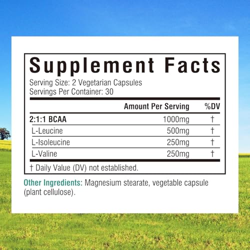 Innate Vitality BCAA Capsules, for Men & Women, 2:1:1 Branched Chain Amino Acids, L-Leucine, L-Isoleucine, L-Valine, No Mi...