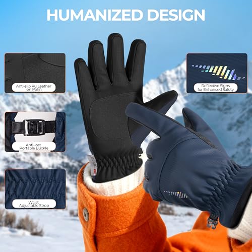 rivmount Kids 3M Ski Gloves Touchscreen Waterproof Warm for Boy Girl Youth Outdoor Skiing Cycling Snow Winter