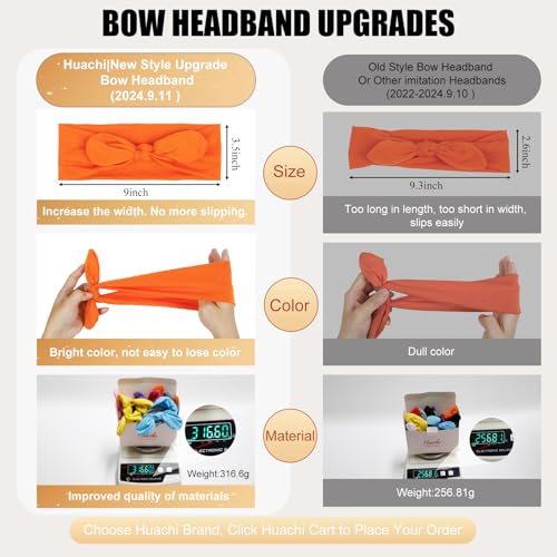 Huachi 12 Pack Bow Headbands for Women Headwraps Hair Band Knotted Headband Rabbit Ears Stretchy Turban Head Wraps Fashion...