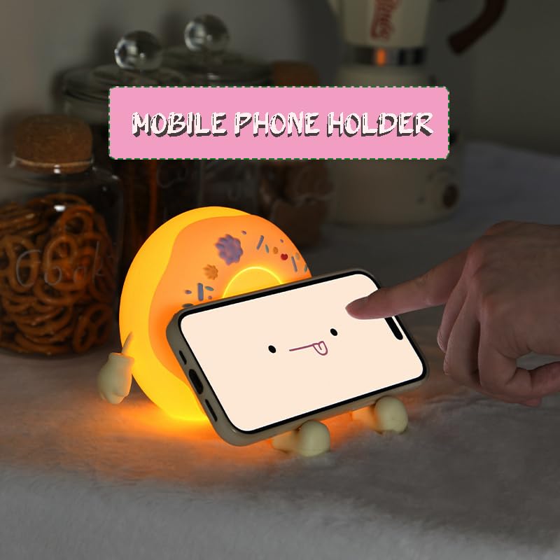 Hpydiy Cute Donut Night Light For Kids Silicone Nursery Nightlight  Touch Control Usb Rechargeable Lamps Breastfeeding Sweet Kawaii Dorm Room Decor Christmas Gift Baby Kids Girls Teens White