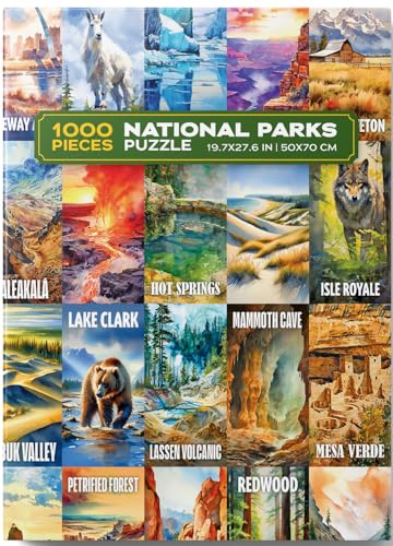 Trekking The National Parks Puzzles for Adults 1000 Pieces - Jigsaw Puzzle with No False Fits - Includes Custom Artwork fo...