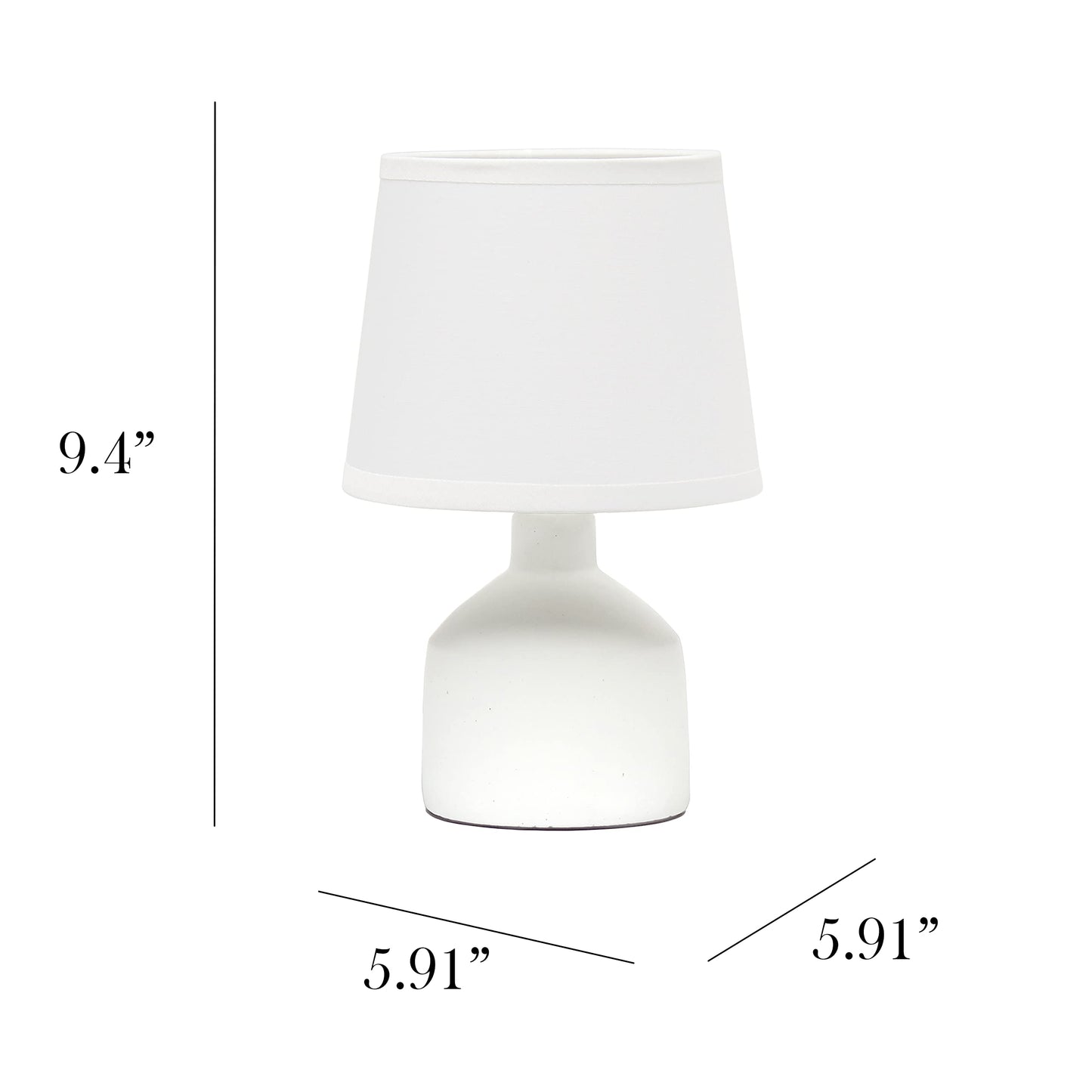 Simple Designs Lt2080-Off Mini Concrete Table Lamp, Off White, 5.91 X 5.91 X 9.4, Ideal For Modern Home Decor