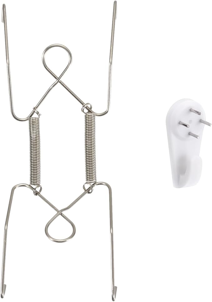 uxcell Plate Hanger, 6 Inch Stainless Steel Invisible Wall Plate Hangers with Wall Decorative Hooks and Tip Protectors for Decorative Plates and Art