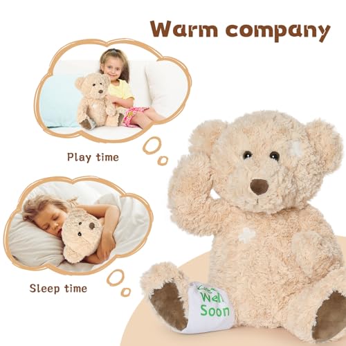 Muiteiur 13.8 Inch Get Well Soon Teddy Bear, Broken Arm Leg Gift for Kids, Soft Recover Bear with Bandage,Gift for Kids Ad...