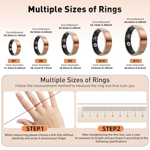 SARUNN ER Smart Ring with Sleep Monitoring, Step Counting, Heart Rate, Blood Oxygen for iPhone and Android, No Subscriptio...