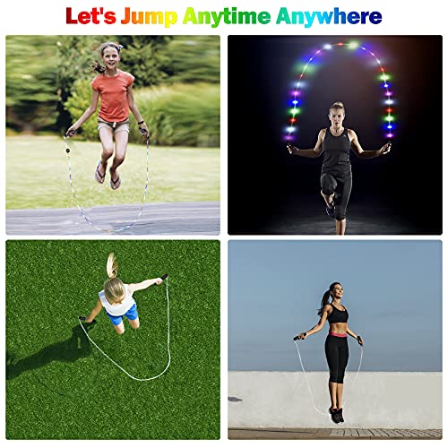 LED Jump Rope with Lights, USB Rechargeable Light Up Jumping Rope for Men Women Multi-color Glowing Skipping Rope for Ligh...