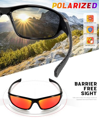 OUTDOORKING Sports Mens-Sunglasses Polarized Sunglasses-Men: Sunglasses for Men UV Protection for Running Cycling Fishing