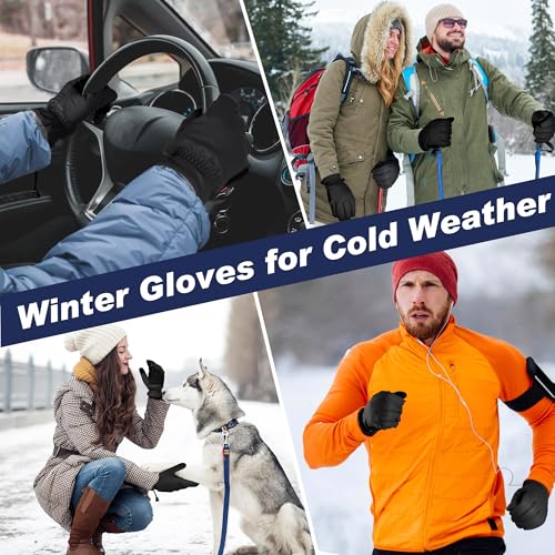 Sukeen Windproof Winter Gloves for Cold Weather, Soft Warm Touchscreen Anti-Slip Mens Winter Gloves for Running Driving Cy...