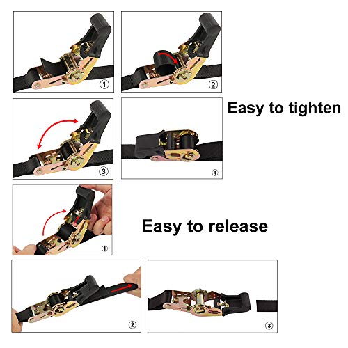 Endless Ratchet Tie Down Straps Heavy Duty Cargo Tie Downs, Sturdy Nylon Black Strap Down Ratcheting Securing Straps, Trac...