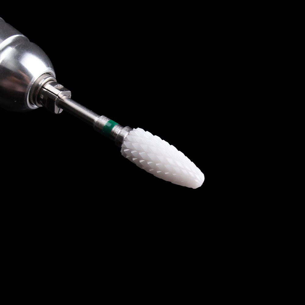 MZCMSL Coarse Grit Ceramic Nail Drill Bit,White Ceramic Cone File Bit, 3/32 Flame Style Gel Nail Polish Removing Nail Art Tool