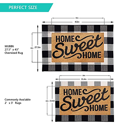 MUBIN Cotton Buffalo Plaid Rug 27.5 x 43 Inches Black and White Check Rugs Hand-Woven Indoor or Outdoor Rugs for Layered D...