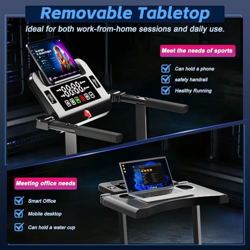 Walking Pad Treadmill with Handle Bar & Incline, Advzon Portable Under Desk Treadmill for Home, 2 in 1 Walking Running Mac...