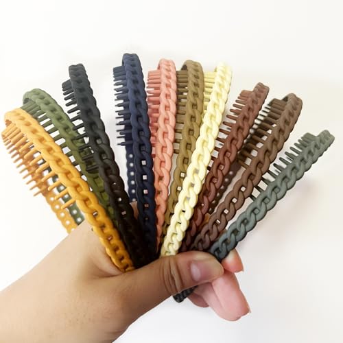 YONOY 10 PCS Braided Thin Headbands for Women, Colorful Fashion Effortless Plastic Headbands with Teeth No Slip for Women ...
