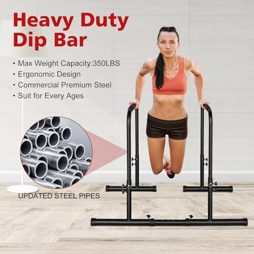 LSKSSNG Dip Stand Station, Adjustable Height Dip Station for Strength Training, Heavy Duty Steel Parallel Push Up Stand, H...