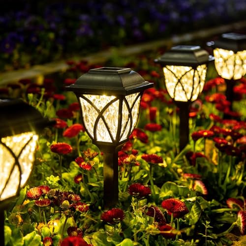GIGALUMI Solar Lights Outdoor Waterproof, 6 Pack LED Solar Garden Lights, Outdoor Decorations, Garden Decor for Yard, Pati...
